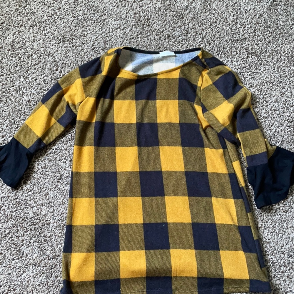 Yellow and black plaid shirt